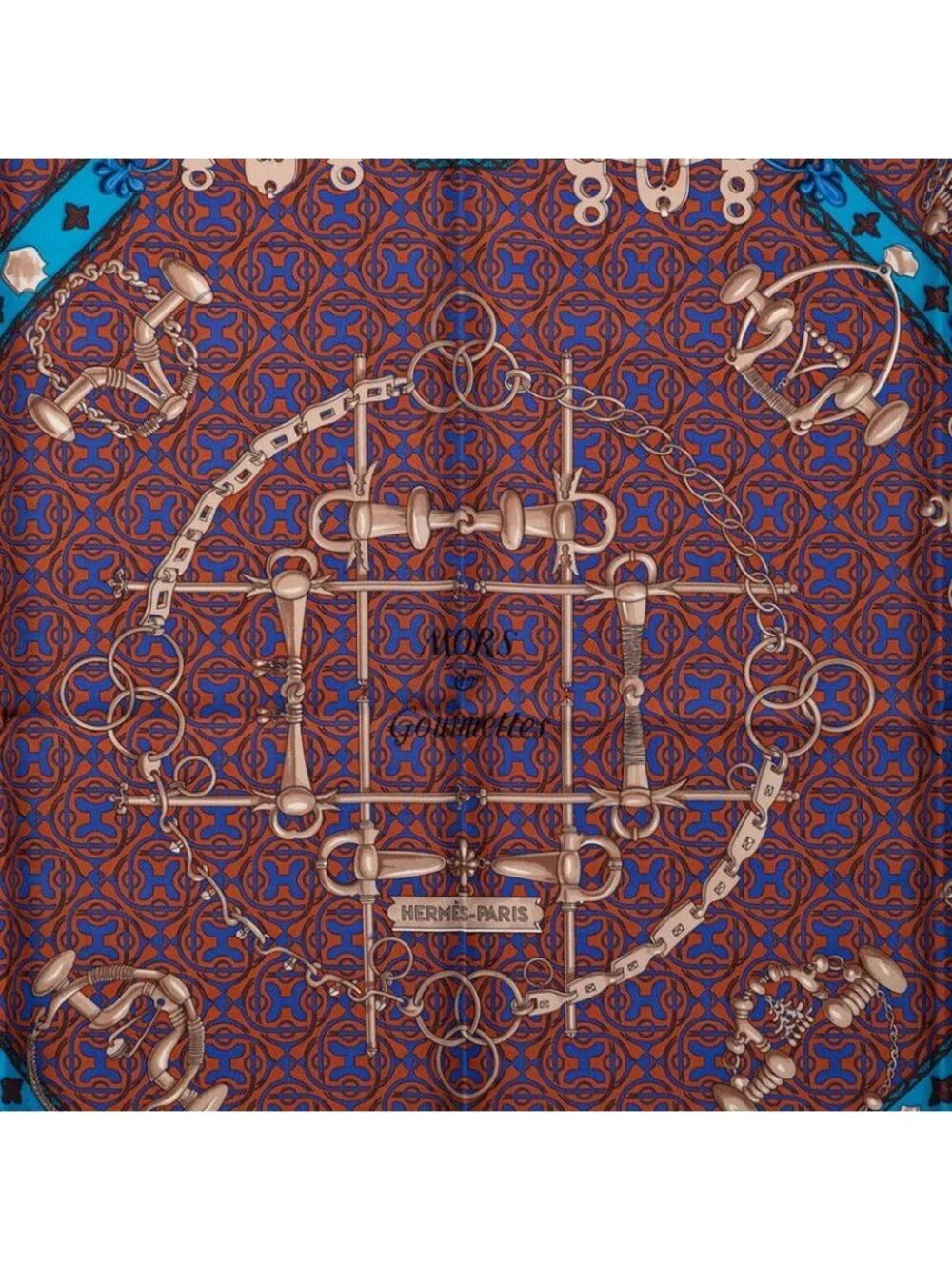 Hermes Carre 90 Mors Et Gourmettes Horse Bit and Chain Scarf Large Multicolor